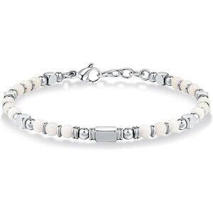 Silver & White Boho Beaded Bracelets for Women Trendy Jewelry Gifts for Lover